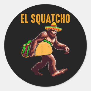 El Squatcho Mexican Bigfoot Tacos Cinco De Mayo Sa Runder Aufkleber