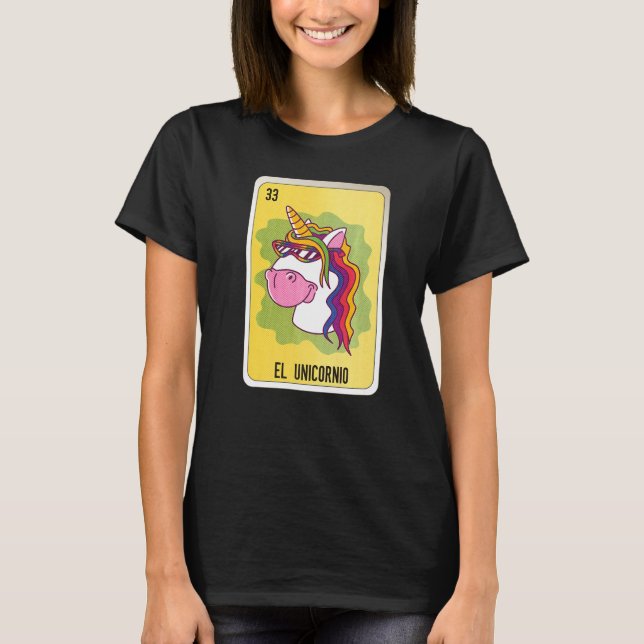 El Unicornio Mexican Lottery Mexico Loteria Cards T-Shirt (Vorderseite)