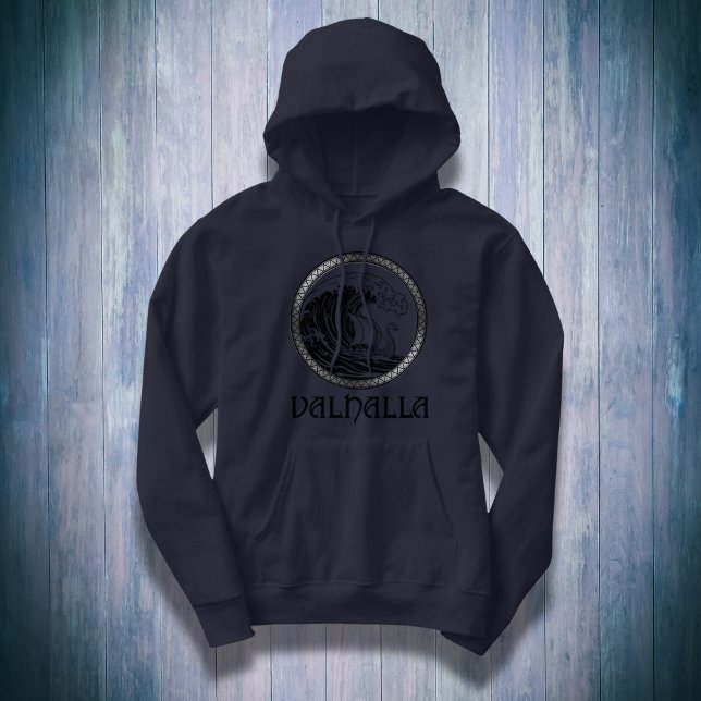 El Valor del Vikingo Hoodie (Barco vikingo enfrentando a la Gran Ola)