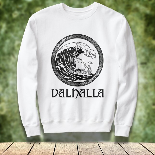 El Valor del Vikingo Sweatshirt (Hombres guerreros enfrentan las Olas de la vida con espíritu vikingo)