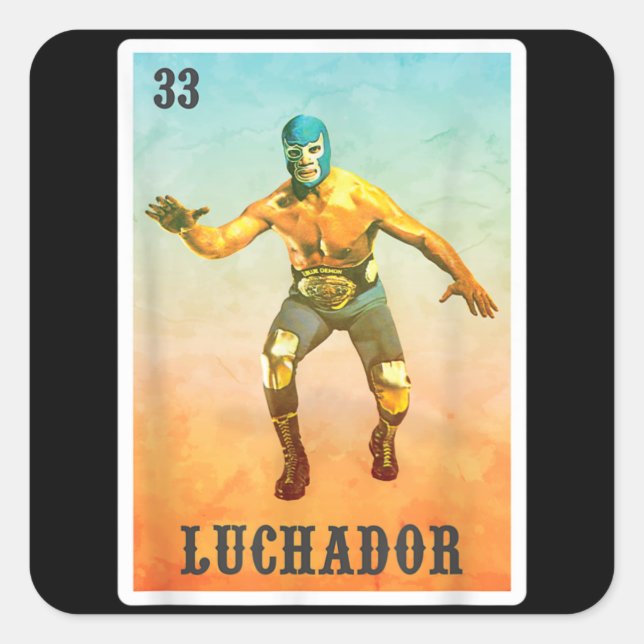 El Wrestler Lucha Libre - Mexiko Luchador Quadratischer Aufkleber (Vorderseite)
