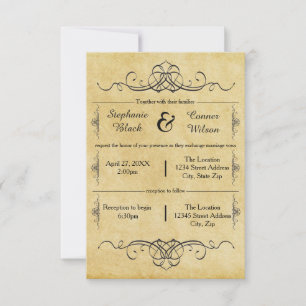 Elaborate Antique - 3x5 Hochzeit/Empfang Einladung