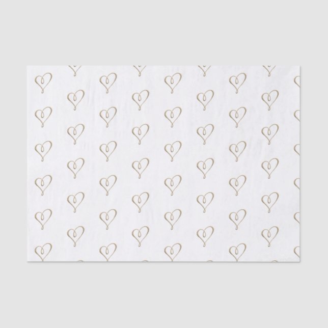 Elaborate Embossed Gold Heart Elegante Hochzeit Seidenpapier (Vorderseite)