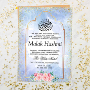 Elagant Gold Moschee Blue Aquarell Islamische Aqee Einladung