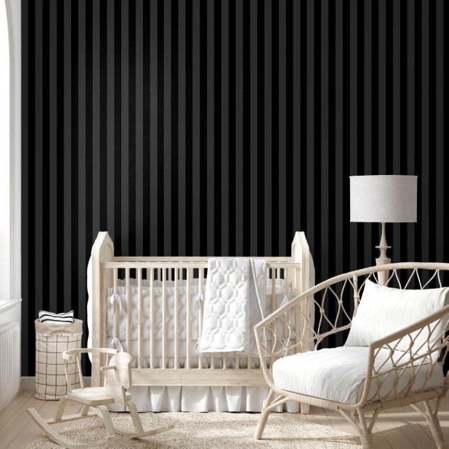 Elagnat Black & Smoky Black Vertical Stripes Tapete (Kinder)