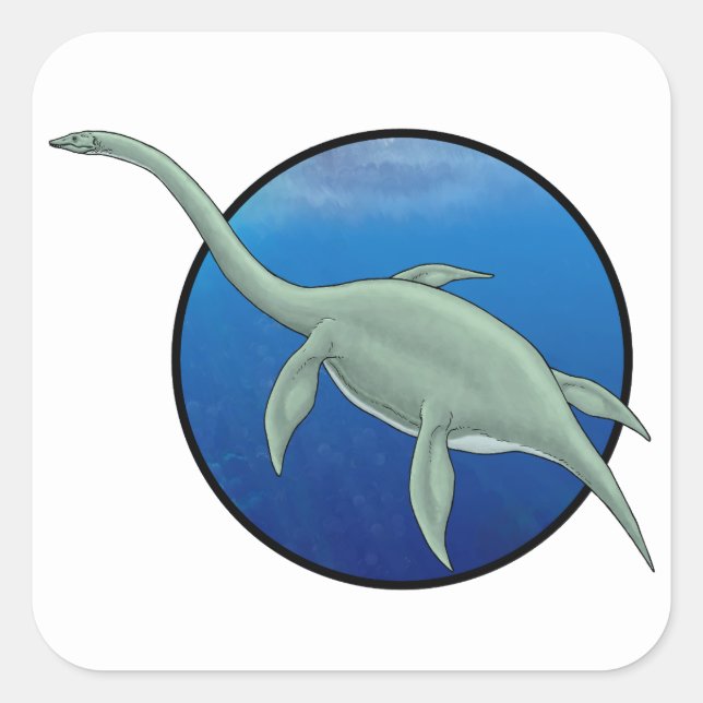 Elasmosaurus Quadratischer Aufkleber (Vorderseite)