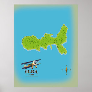 Elba Italien Karte Reiseplakat Poster