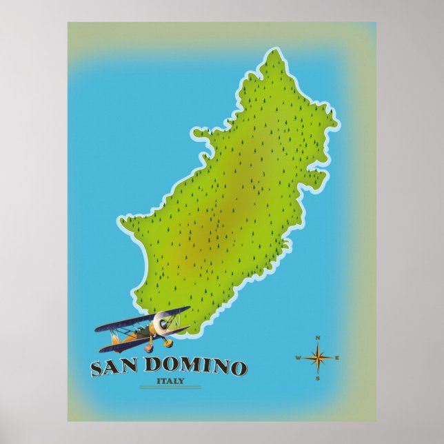 Elba Italy map travel poster (Vorne)