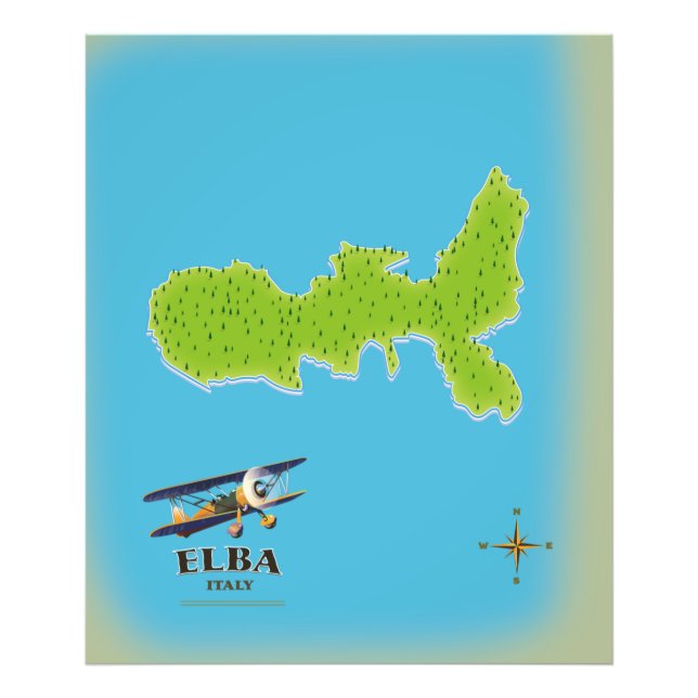 Elba Italy map travel poster (Vorne)