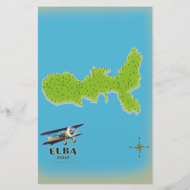 Elba Italy map travel poster Briefpapier (Vorderseite)