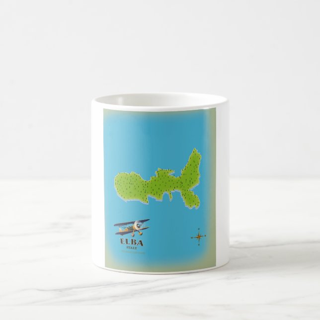 Elba Italy map travel poster Kaffeetasse (Mittel)