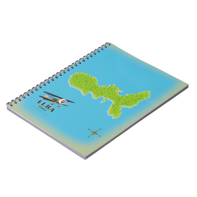 Elba Italy map travel poster Notizblock (Linke Seite)