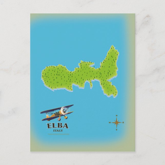 Elba Italy map travel poster Postkarte (Vorderseite)