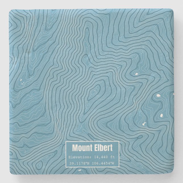 Elbert Topographic Map - Blue Steinuntersetzer (Vorderseite)
