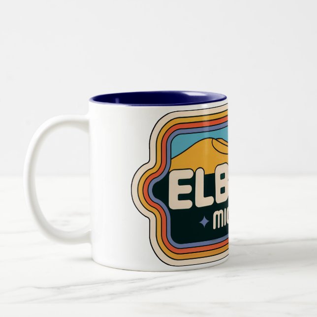 Elberta 70er Retro Michigan Vintag Zweifarbige Tasse (Links)