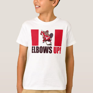 Elbos Up Quote Hockey Playing Biber Flag T-Shirt