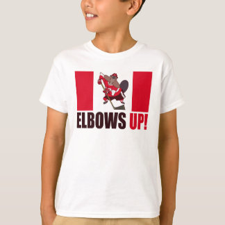 Elbos Up Quote Hockey Playing Biber Flag T-Shirt