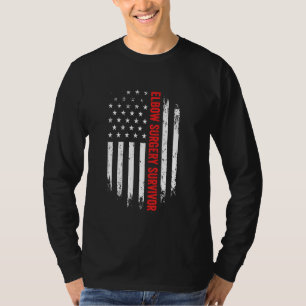 Elbow Arm Operation Survivor American Flag Erholun T-Shirt
