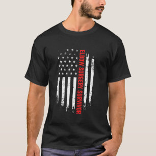 Elbow Arm Operation Survivor American Flag Erholun T-Shirt