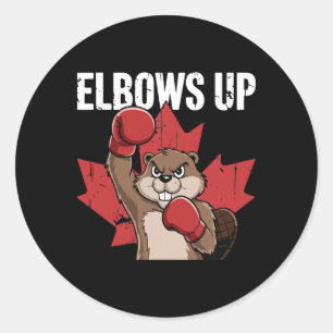 Elbows up Beaver Boxing Proud Kanadier starke Cana Runder Aufkleber