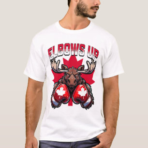 Elbows Up Canada Boxen Elch Ahornblatt Kanadisch  T-Shirt