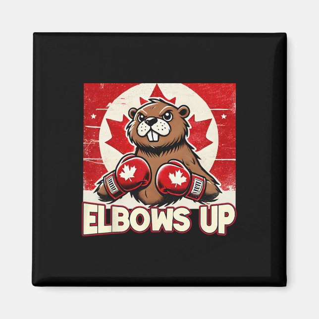 Elbows up Canada Canadian Counter Tariffs Beaver B Magnet (Vorne)