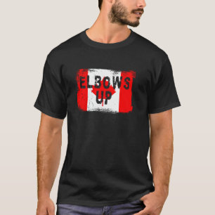 Elbows up Canada Flag Hockey Spaß Stolz Can T-Shirt