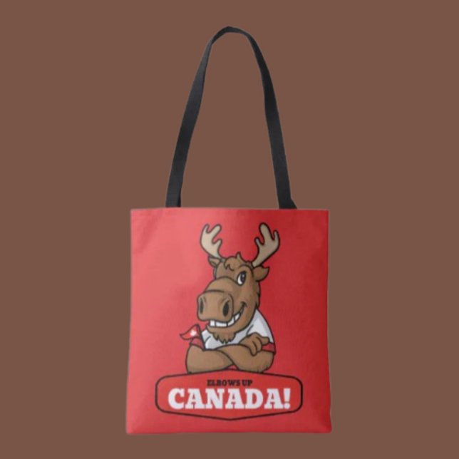 Elbows Up Canada! Funny Moose Holding Flag (Von Creator hochgeladen)