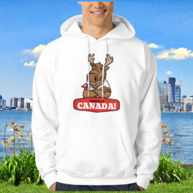 Elbows Up Canada! Funny Moose Holding Flag Hoodie (Von Creator hochgeladen)