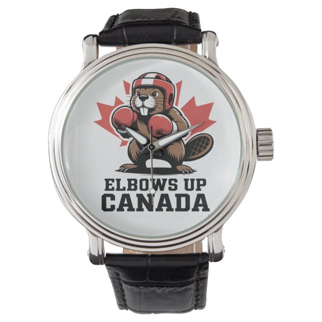 Elbows Up Canada stolz Armbanduhr (Vorderseite)