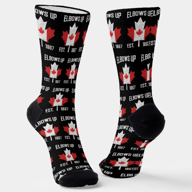 Elbows Up Canada True North Strong Strong Canadian Socken (Gewinkelt)