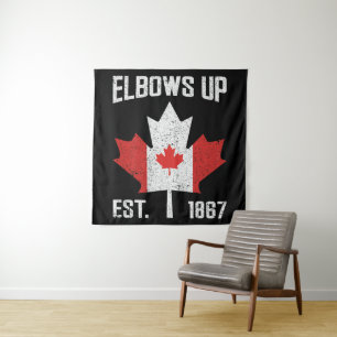 Elbows Up Canada True North Strong Strong Canadian Wandteppich