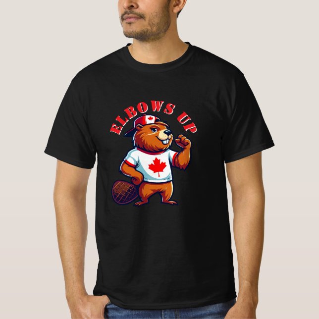 Elbows Up Canadian Beaver T-Shirt (Vorderseite)