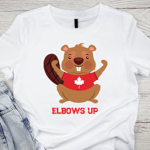 Elbows Up Funny Canadian Beaver Design T-Shirt