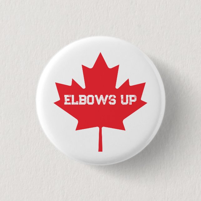 Elbows Up Funny Canadian Hockey Button (Vorderseite)