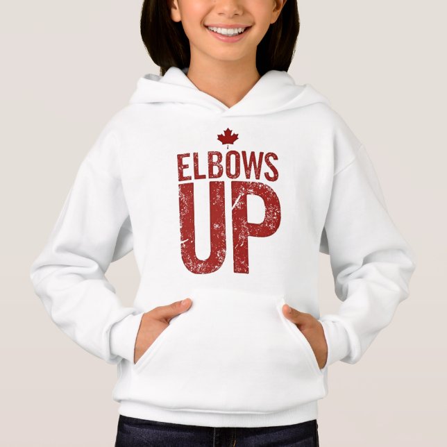 Elbows Up - Stehen Sie stark für Kanada Hoodie (Vorderseite)
