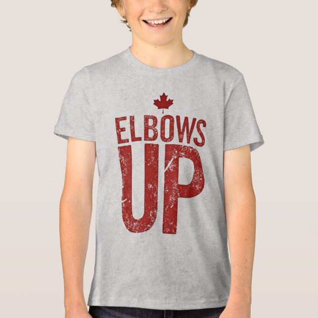 Elbows Up - Stehen Sie stark für Kanada Tri-Blend Shirt (Vorderseite)