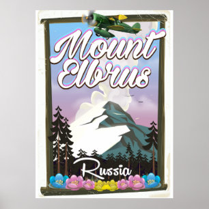 Elbrus-Berg, russisches Reiseplakat Poster