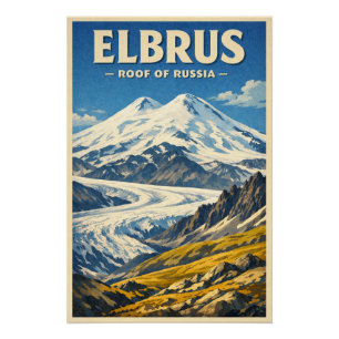 Elbrus, Russland, in klassischem Retro-Stil Poster