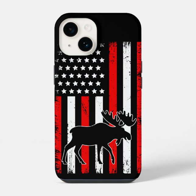 Elch-Amerikanische-Flagge iPhone Hülle (Rückseite)