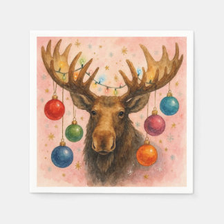 Elch-Aquarell-Weihnachtskarte. Serviette