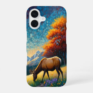 Elch auf Bergwiese iPhone 16 Hülle