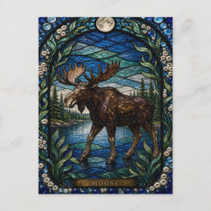Elch Boreal See Illumina Buntglas Postkarte