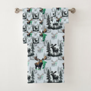 Elch Elch Antlers Deer Muster Design Badhandtuch Set