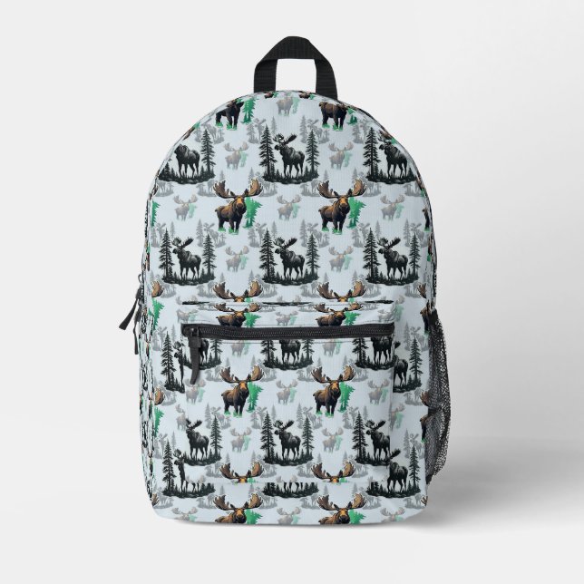 Elch Elch Antlers Deer Muster Design Bedruckter Rucksack (Vorderseite)