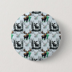 Elch Elch Antlers Deer Muster Design Button