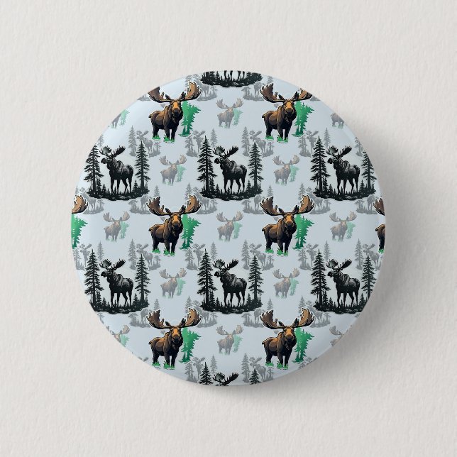Elch Elch Antlers Deer Muster Design Button (Vorderseite)