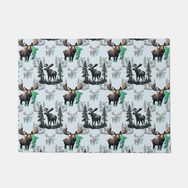 Elch Elch Antlers Deer Muster Design Fußmatte (Vorderseite)