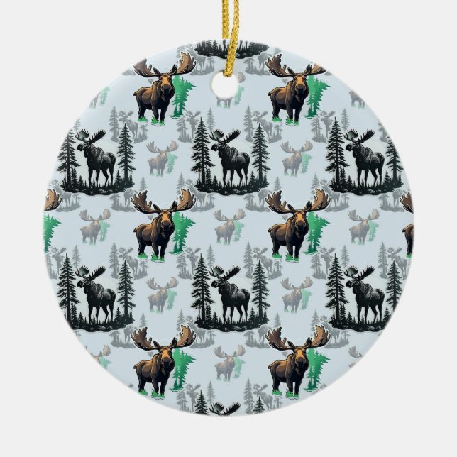 Elch Elch Antlers Deer Muster Design Keramik Ornament (Vorne)