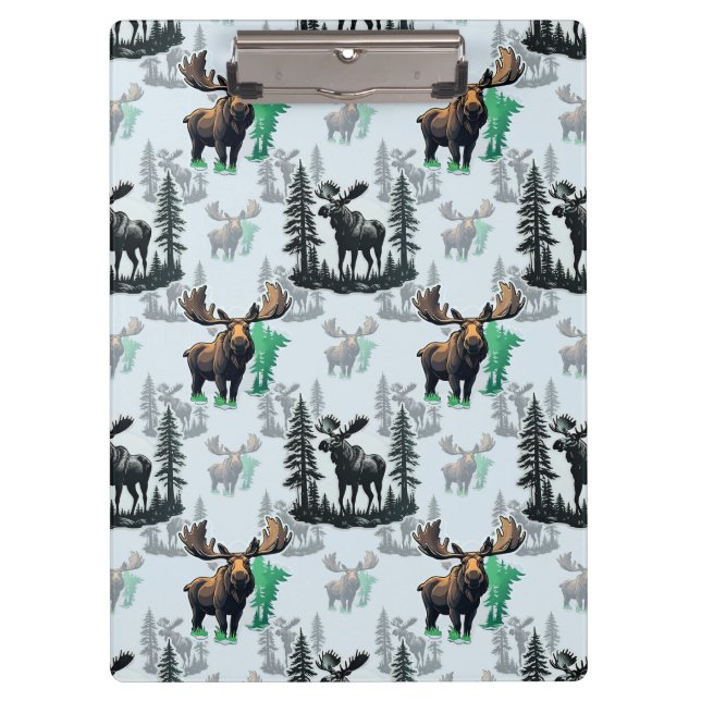 Elch Elch Antlers Deer Muster Design Klemmbrett (Vorderseite)